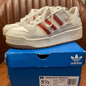 Adidas Forum Bold Sneakers - Cream and Red